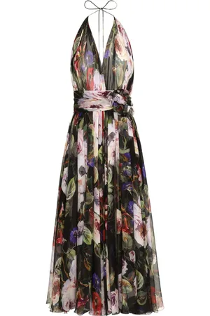 Dolce & Gabbana Chiffon-Kleid mit Blumen-Print