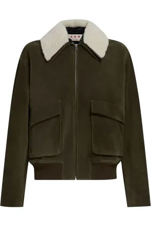 Marni Lederjacke mit Shearling-Kragen