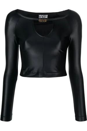 VERSACE Cropped-Top mit Logo-Schild