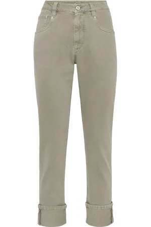 Brunello Cucinelli Halbhohe Straight-Leg-Jeans mit Monili-Kette