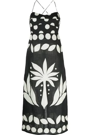 Cala De La Cruz Abrego Leinenkleid mit grafischem Print