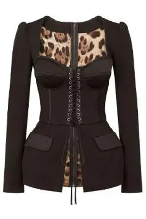 Dolce & Gabbana Cotton and Satin Top with Laces and Eyelets