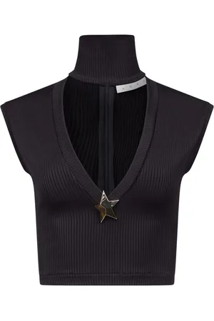 AREA Cropped-Top mit Sternnieten