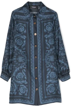 VERSACE Seiden-Hemdkleid mit Barocco-Print