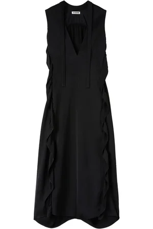 Jil Sander Satin-Maxikleid mit Rüschenbesatz