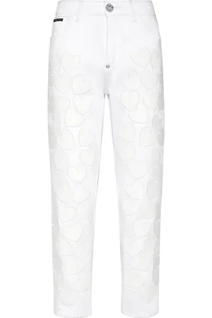 Philipp Plein Cropped-Jeans mit Herz-Patches
