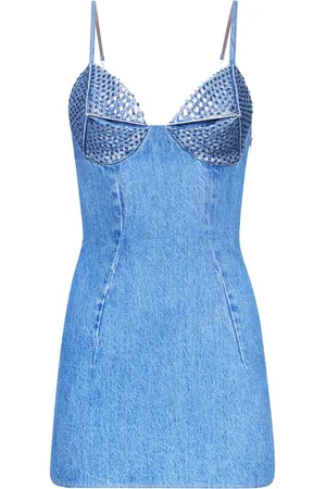 AREA Jeans-Minikleid mit Kristallen