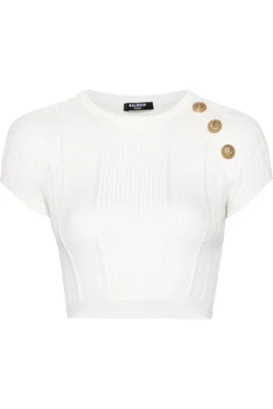 Balmain Cropped-Oberteil mit Lochstrickmuster
