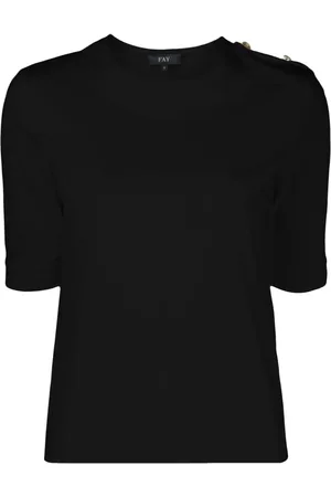 FAY T-Shirt mit Schulterklappen
