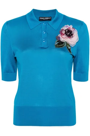 Dolce & Gabbana Poloshirt mit blumigen Applikationen
