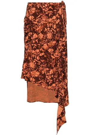Jade Cropper Drapierter Rock mit Blumen-Print
