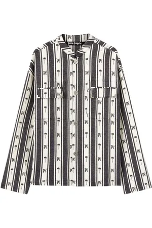 Palm Angels Gestreiftes Hemdjacke mit Monogramm-Print