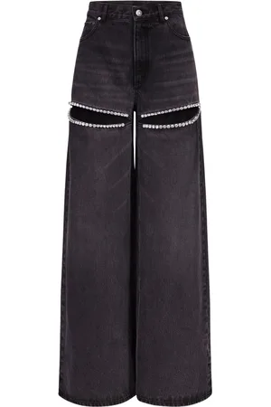 AREA Taillenjeans mit Kristallen