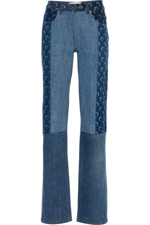 Marine Serre Halbhohe Straight-Leg-Jeans