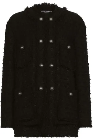 Dolce & Gabbana Tweed-Jacke mit rundem Ausschnitt