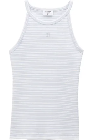 Filippa K Gestreiftes Bio-Baumwoll-Top mit Monogramm-Stickerei