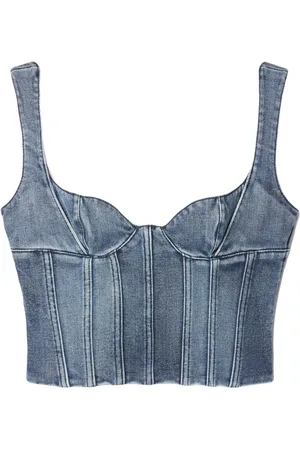 OFF-WHITE Cropped Bustier-Top aus Denim