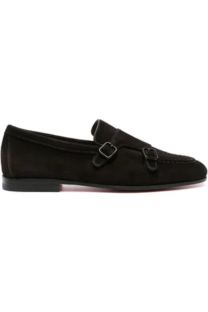 santoni Loafer aus Wildleder mit Doppelschnalle