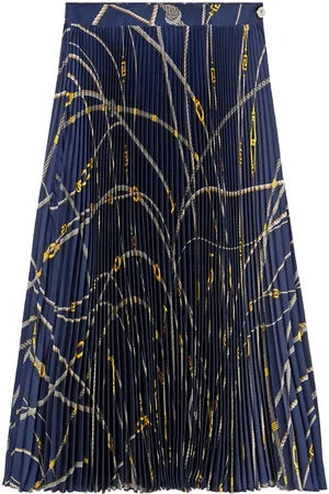 VERSACE Greca Faltenrock mit Marine-Print