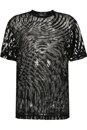 MUGLER T-Shirt mit geflocktem Print