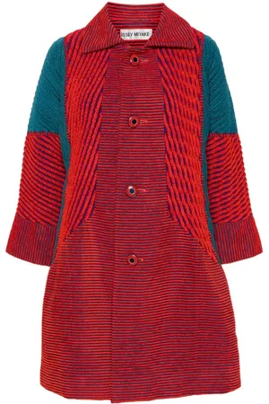 Issey Miyake 1990 gerippter Mantel in Colour-Block-Optik