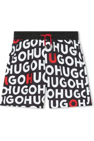 HUGO BOSS Kordelzug-Badeshorts mit Monogramm-Print