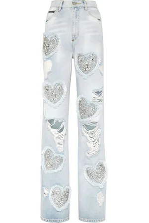 Philipp Plein Weite High-Rise-Jeans