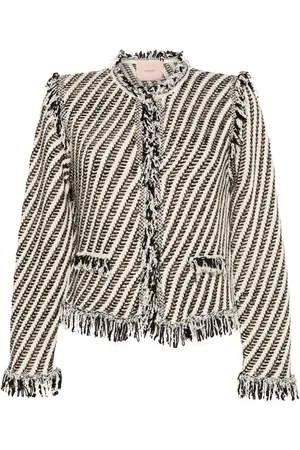 Twin-Set Jacquard-Jacke mit Fransen