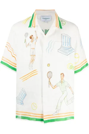 Casablanca Leinenhemd mit Logo-Print