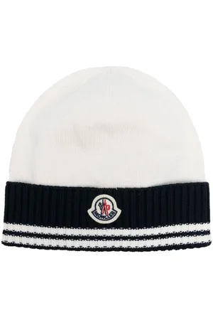 Moncler Logo-Beanie mit gestreiftem Rand