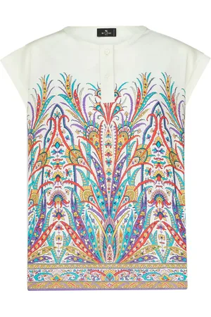 Etro Print-T-Shirt mit Henley-Kragen