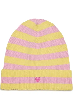 MAX&Co. Kids Gestreifte Woll-Beanie mit Herzstickerei