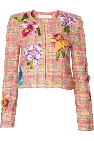 Carolina Herrera Tweed-Blazer mit aufgestickten Blumen