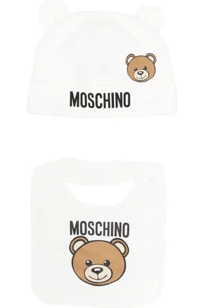 Moschino Bommelmützen-Set mit Teddy-Motiv