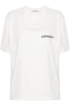 Alessandra Rich T-Shirt mit Kristallen