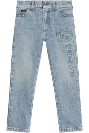 Dolce & Gabbana Halbhohe Tapered-Jeans mit Logo-Prägung