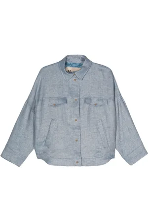 HERNO Fischgräten-Jacke mit gravierten Logo-Knöpfen