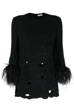Elie saab Feder-Minikleid mit Blumenapplikation