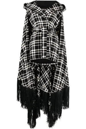 Roberto Cavalli Kariertes Cape mit Kapuze