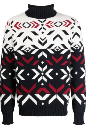 N.PEAL Intarsien-Pullover mit Rollkragen