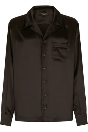 Dolce & Gabbana Hemd aus Seidensatin mit Cuban-Kragen