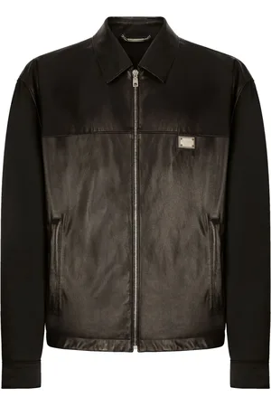 Dolce & Gabbana Lederjacke mit Logo-Schild