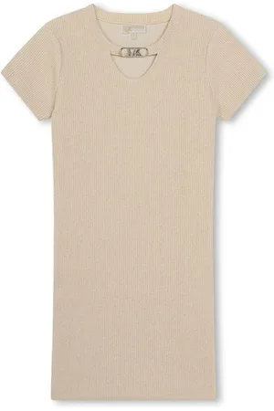 Michael Kors Geripptes Kleid mit Logo-Schild