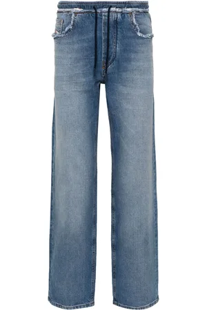 Diesel Halbhohe Straight-Leg-Jeans mit Kordelzug