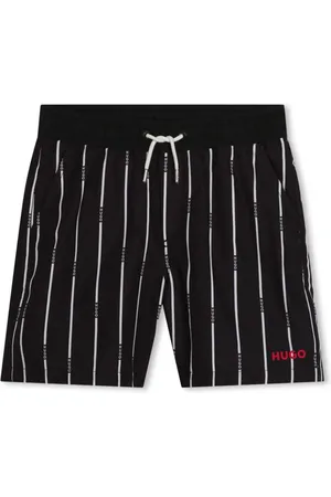 HUGO BOSS Gestreifte Badeshorts mit Logo-Print