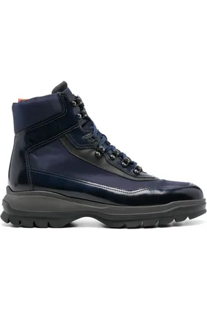 santoni Schnürstiefel mit Kontrasteinsätzen
