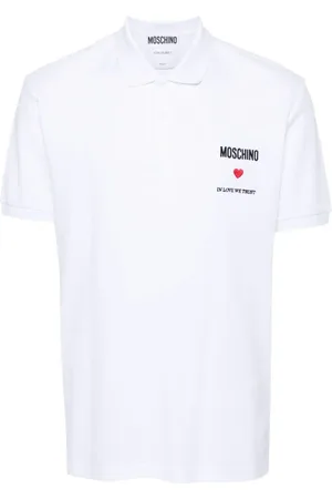 Moschino Poloshirt mit aufgesticktem Zitat