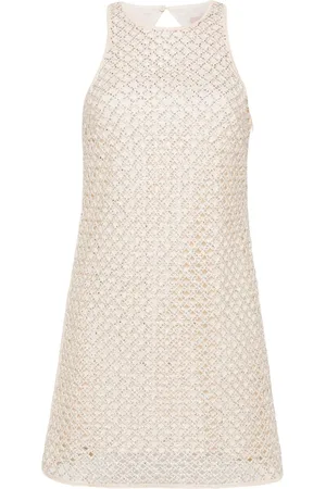 Twin-Set Mesh-Minikleid mit Perlen