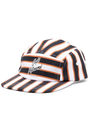 Café Kitsuné Gestreifte Baseballkappe mit Logo-Print