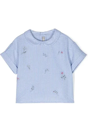 Il gufo Gestreifte Bluse mit Blumenstickerei